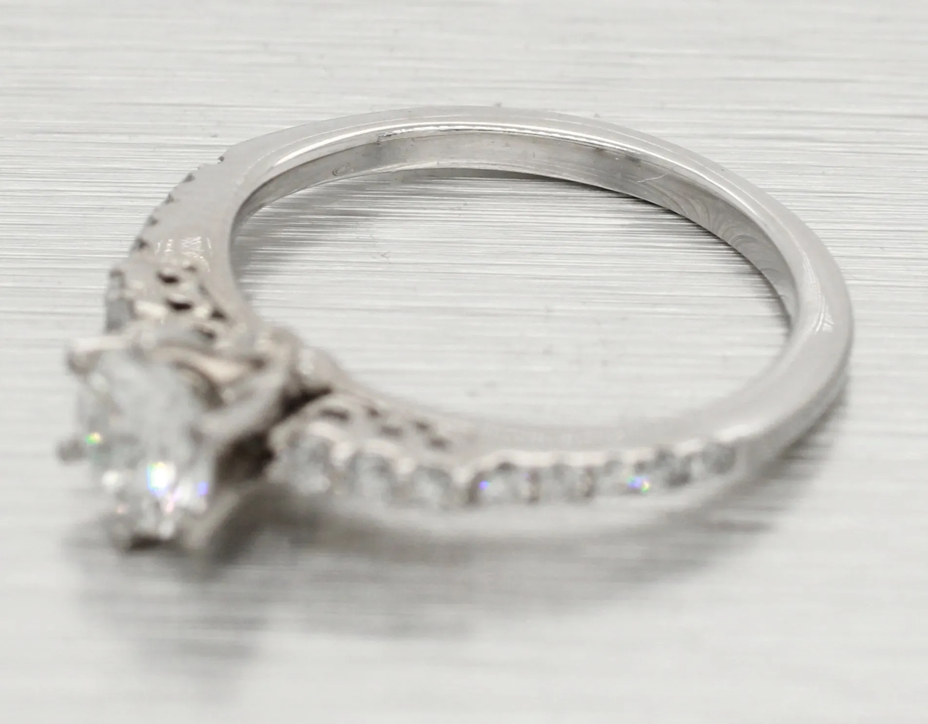 Vintage Petite 0.70ctw Diamond Engagement Ring - 14k White Gold - Size 3.75