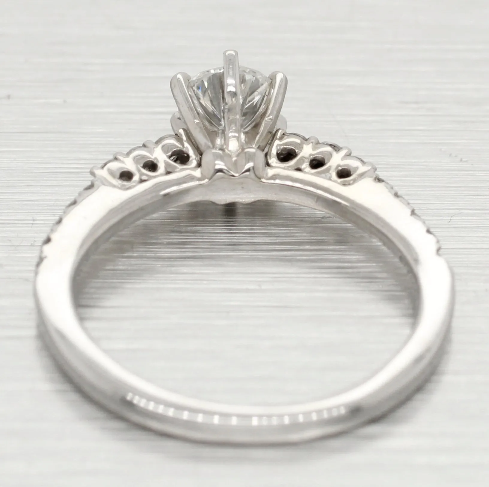 Vintage Petite 0.70ctw Diamond Engagement Ring - 14k White Gold - Size 3.75