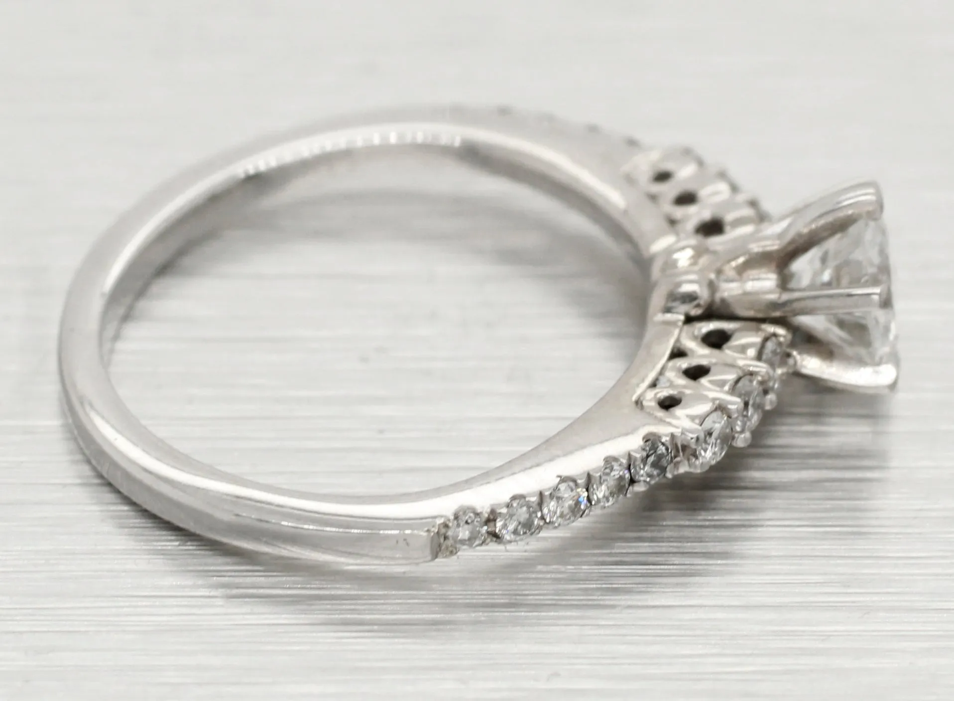 Vintage Petite 0.70ctw Diamond Engagement Ring - 14k White Gold - Size 3.75