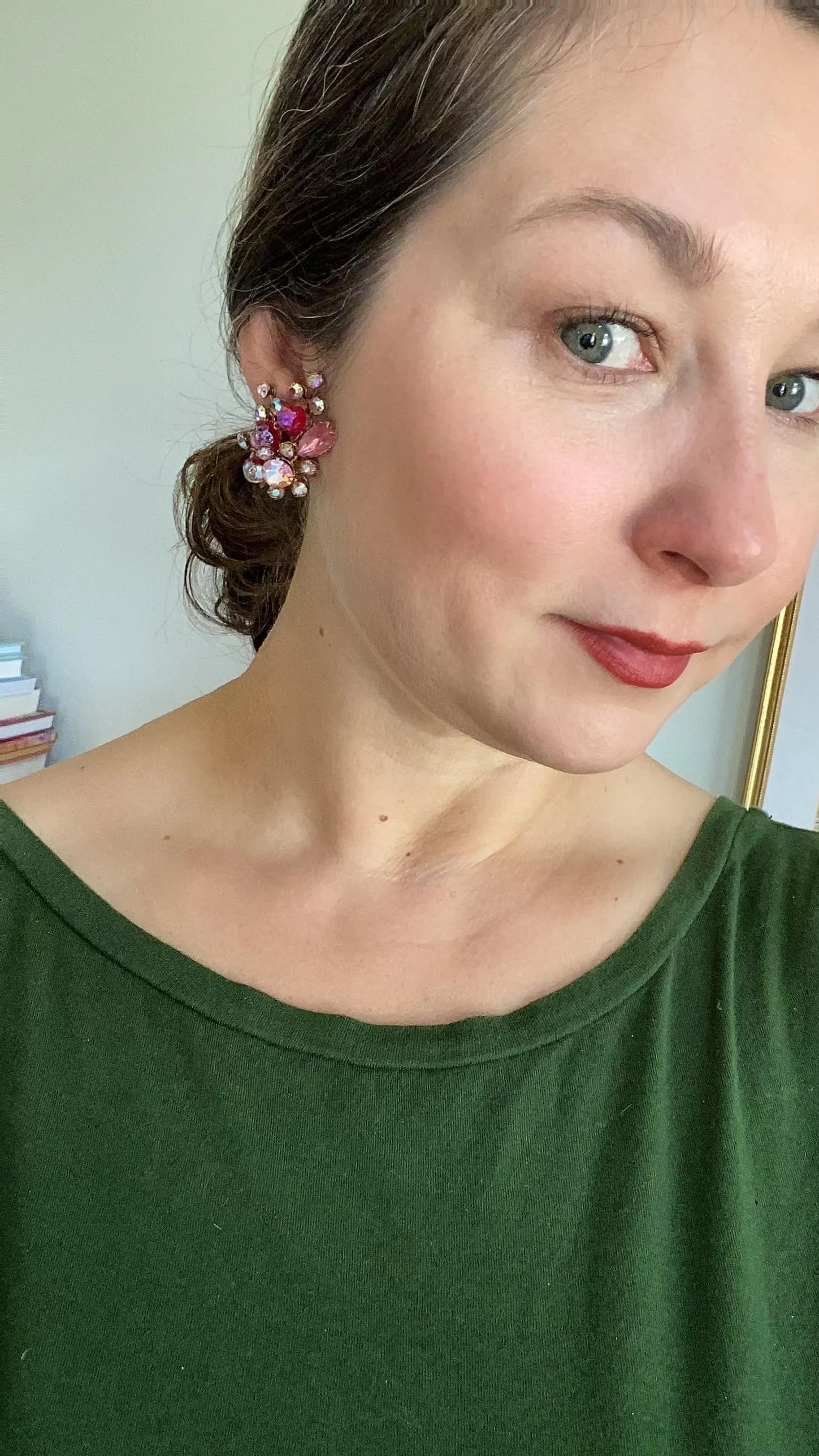 Vintage Red and Pink Aurora Borealis Rhinestone Statement Earrings