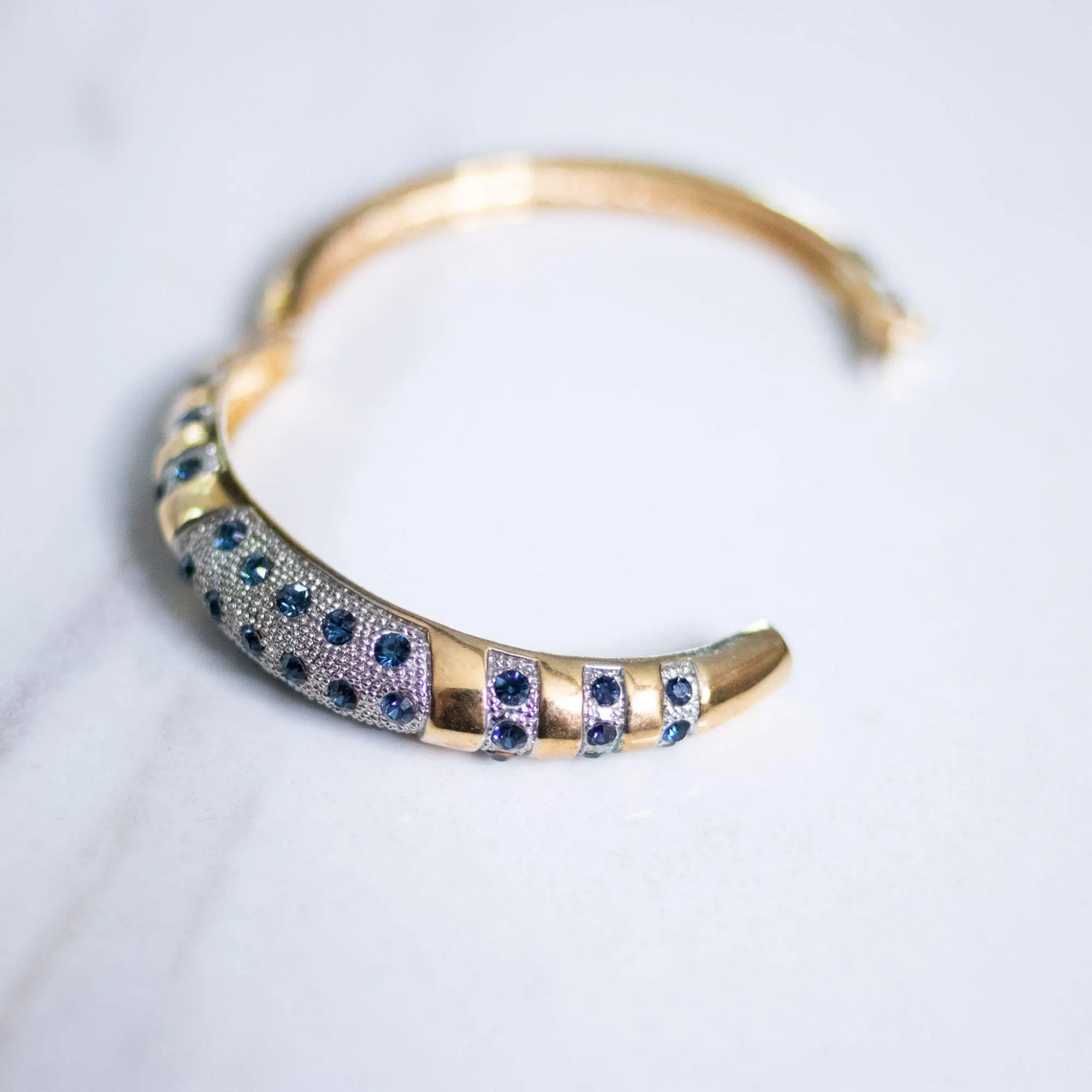 Vintage Sapphire and Diamante Bangle Bracelet