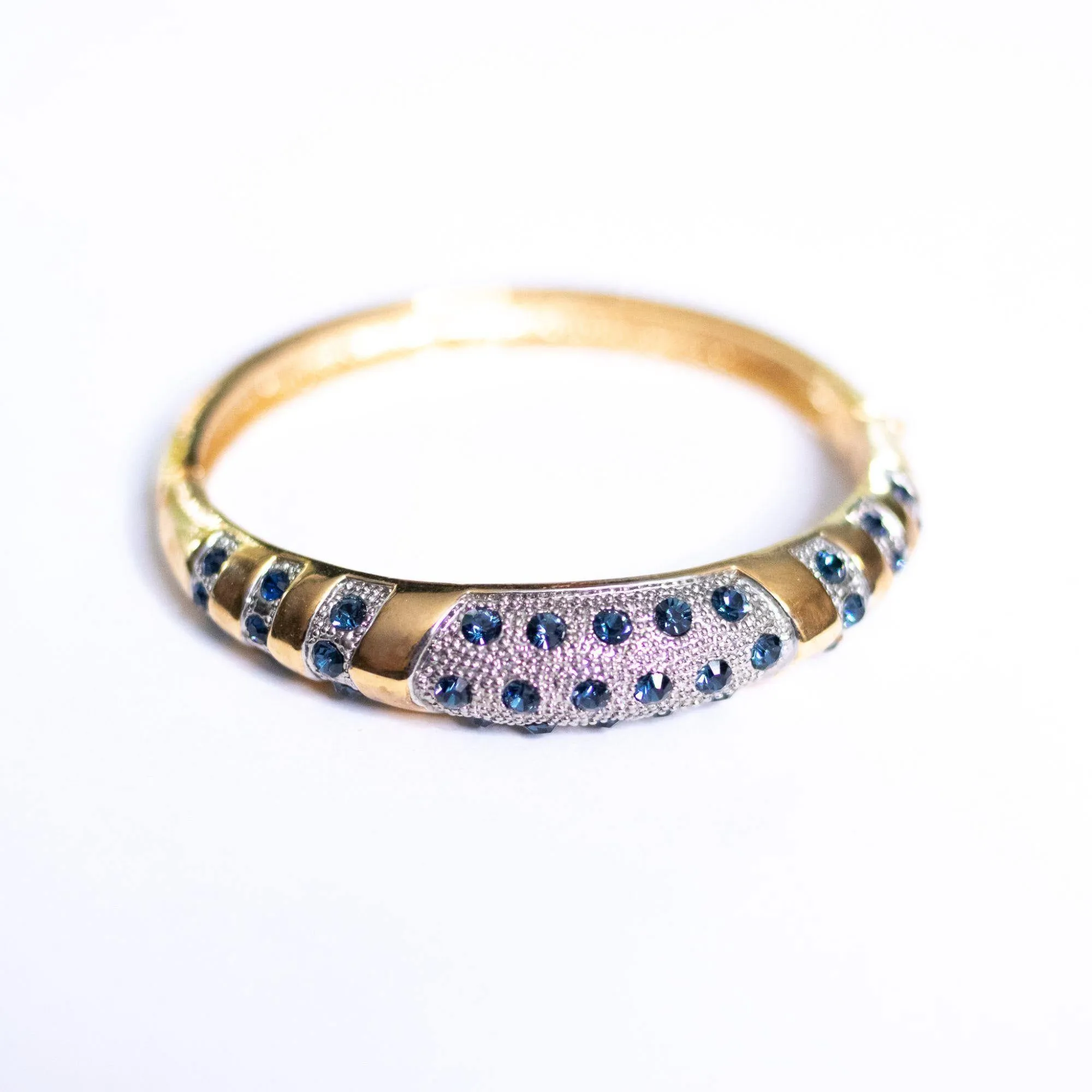 Vintage Sapphire and Diamante Bangle Bracelet