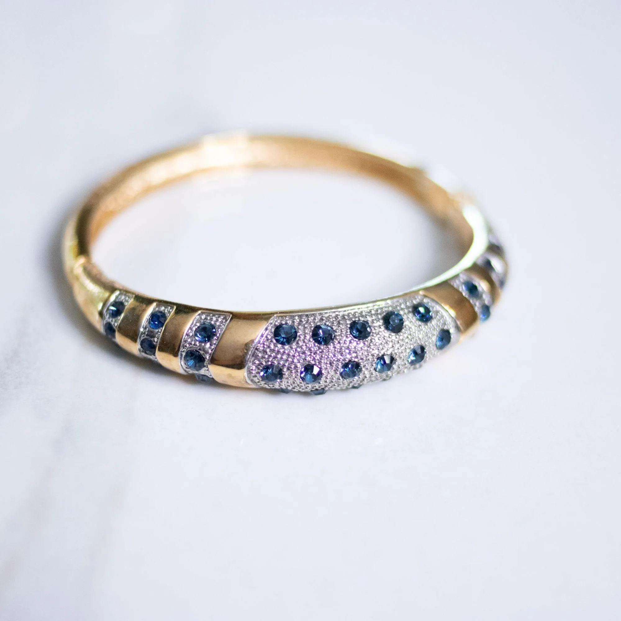 Vintage Sapphire and Diamante Bangle Bracelet