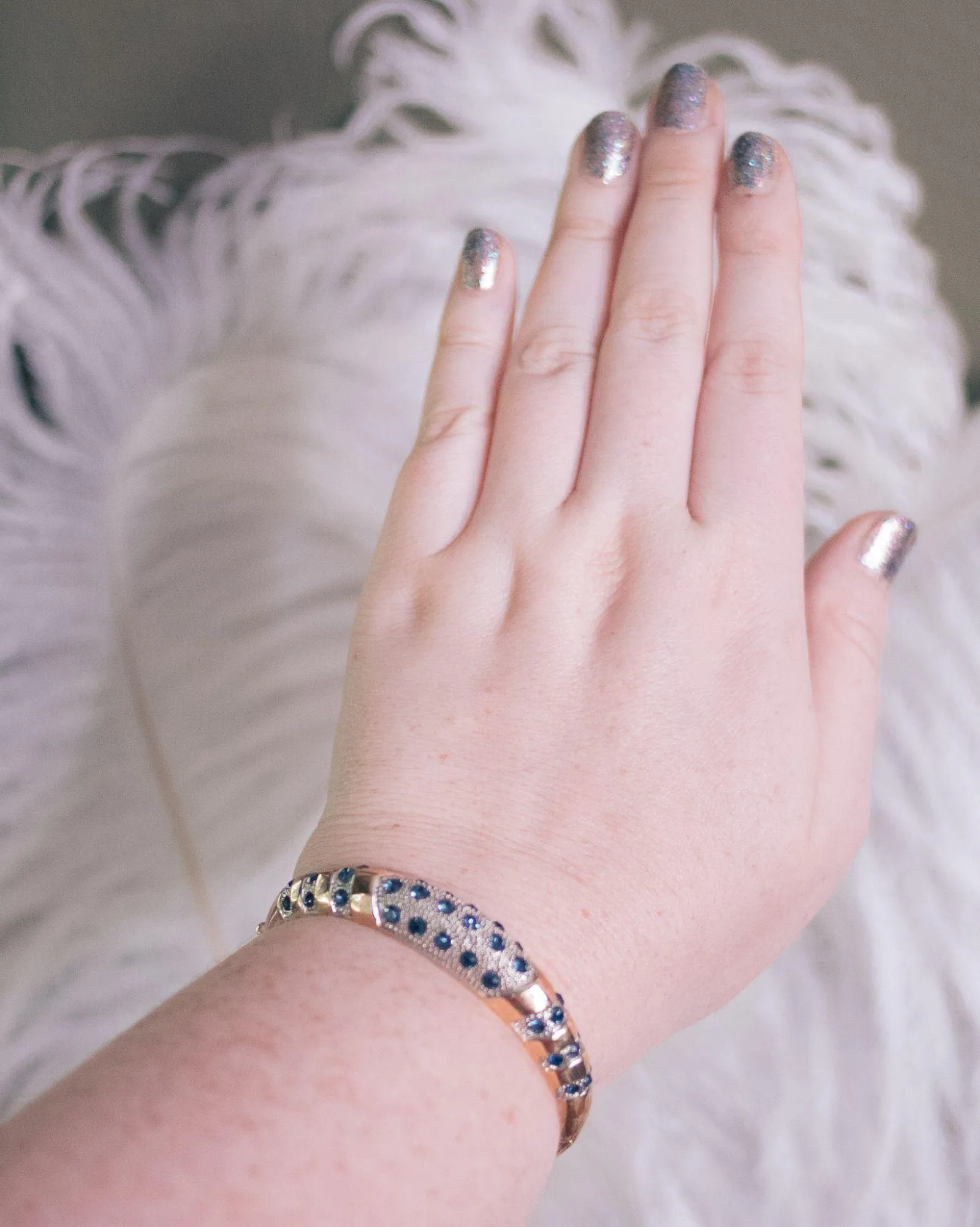 Vintage Sapphire and Diamante Bangle Bracelet