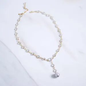 Vintage Swarovski Bezel Set Crystal Necklace with Pave Rhinestone Ball