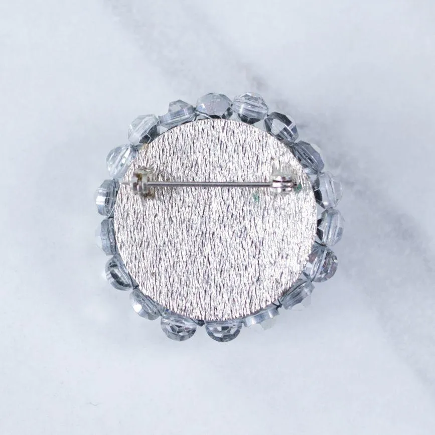 Vintage Vogue Bijoux Mirrored Silver Rhinestone Beaded Cluster Brooch