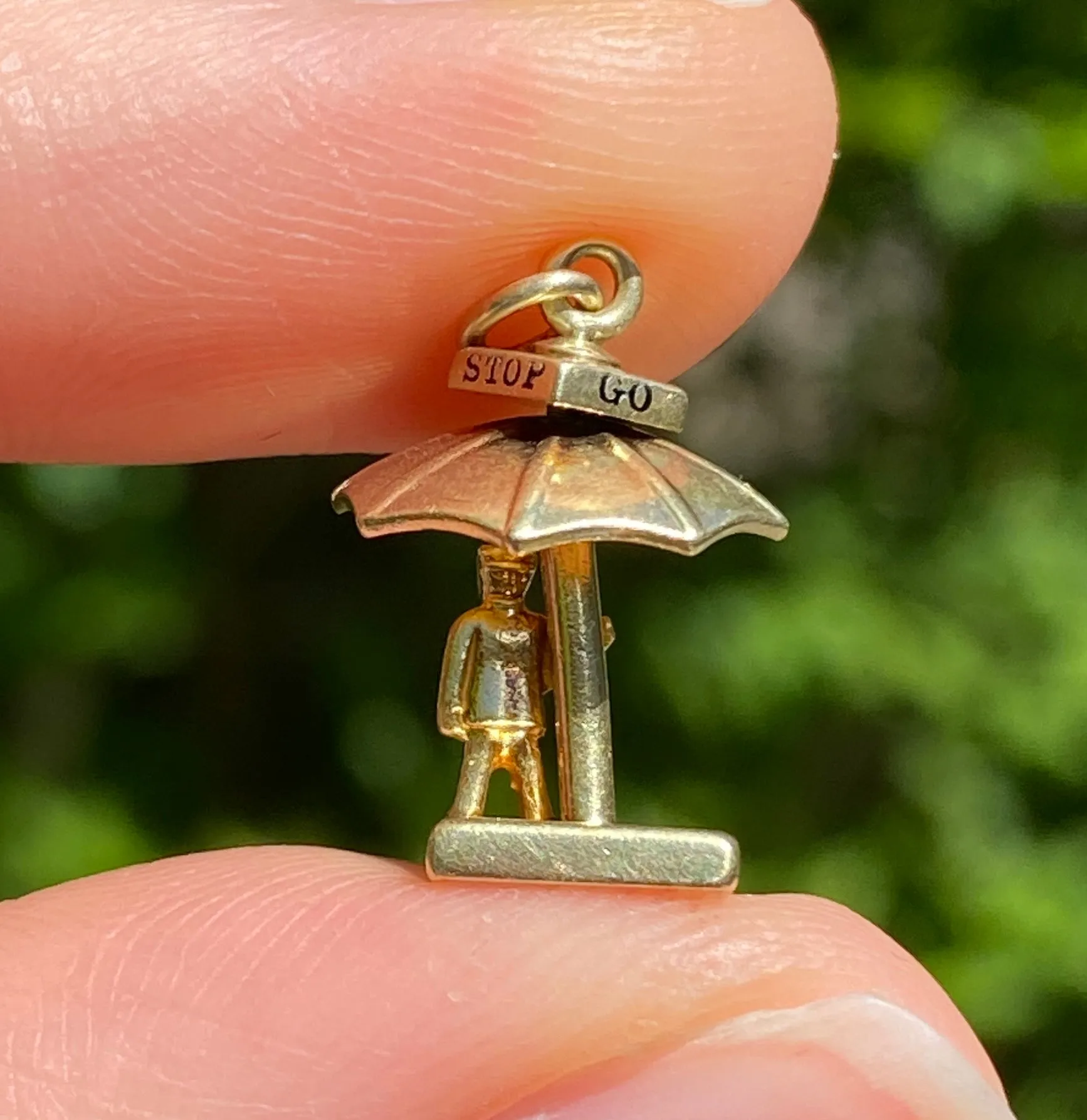 Vintage Walter Lampl STOP GO Umbrella Man Charm