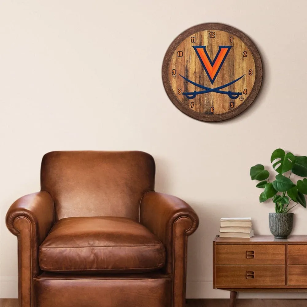 Virginia Cavaliers: "Faux" Barrel Top Wall Clock