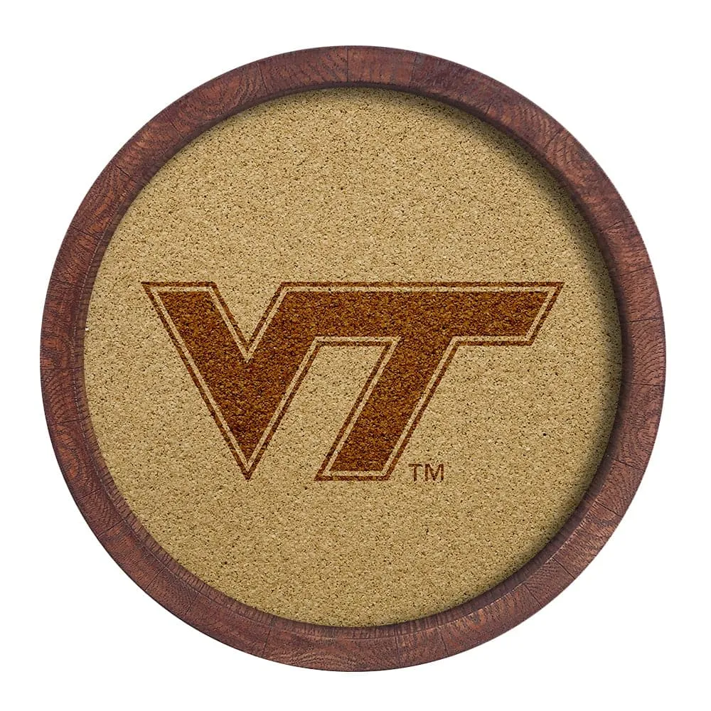 Virginia Tech Hokies: "Faux" Barrel Framed Cork Board