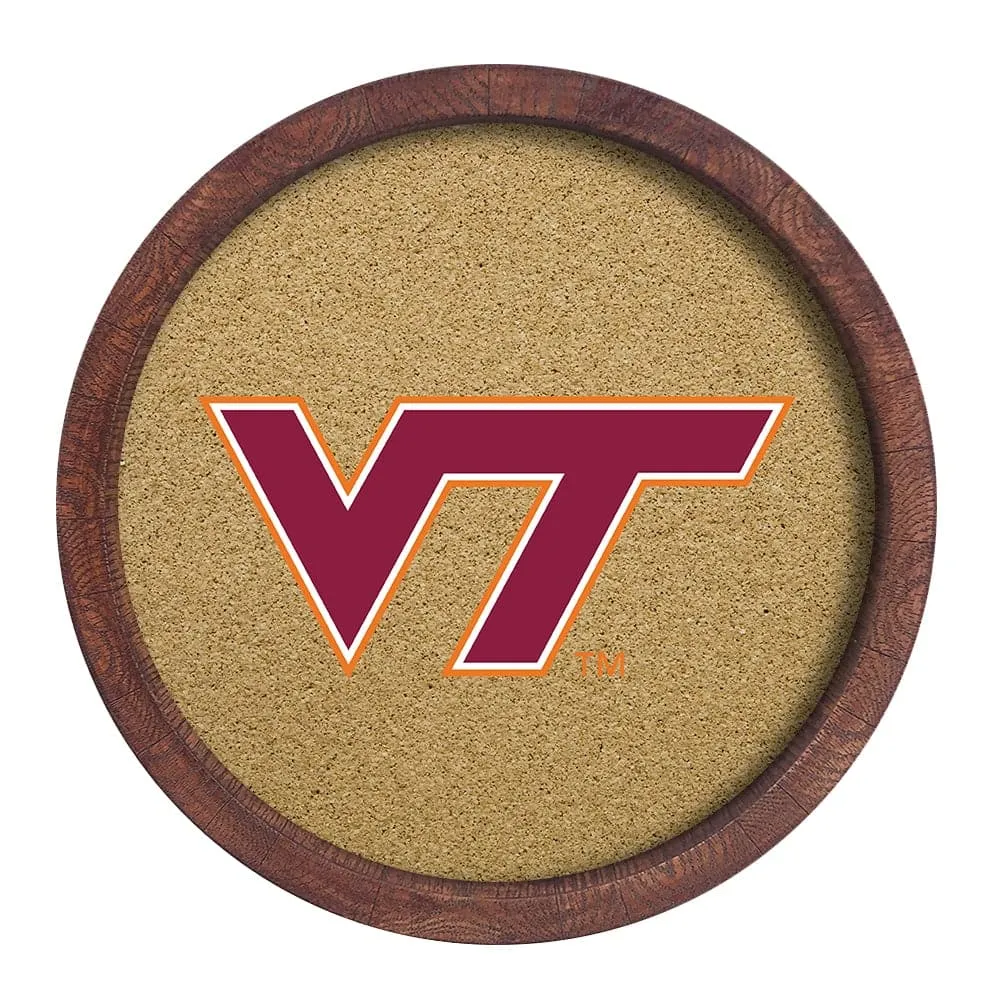 Virginia Tech Hokies: "Faux" Barrel Framed Cork Board