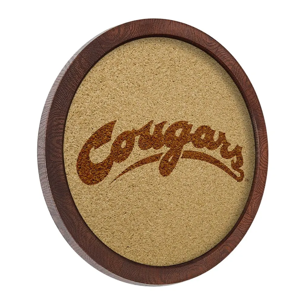 Washington State Cougars: "Faux" Barrel Framed Cork Board