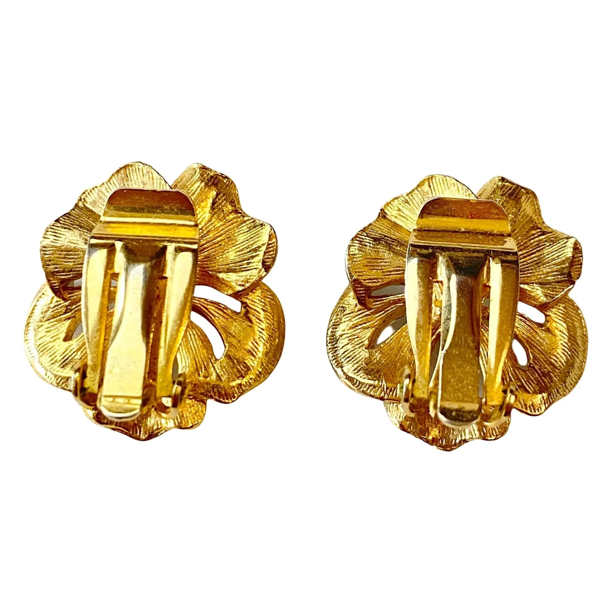 White and Gold Pansy Earrings