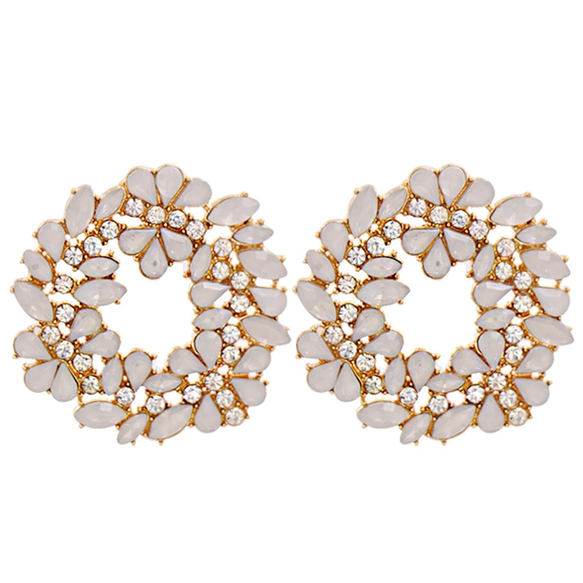 White Crystal & Cubic Zirconia Botany Stud Earrings