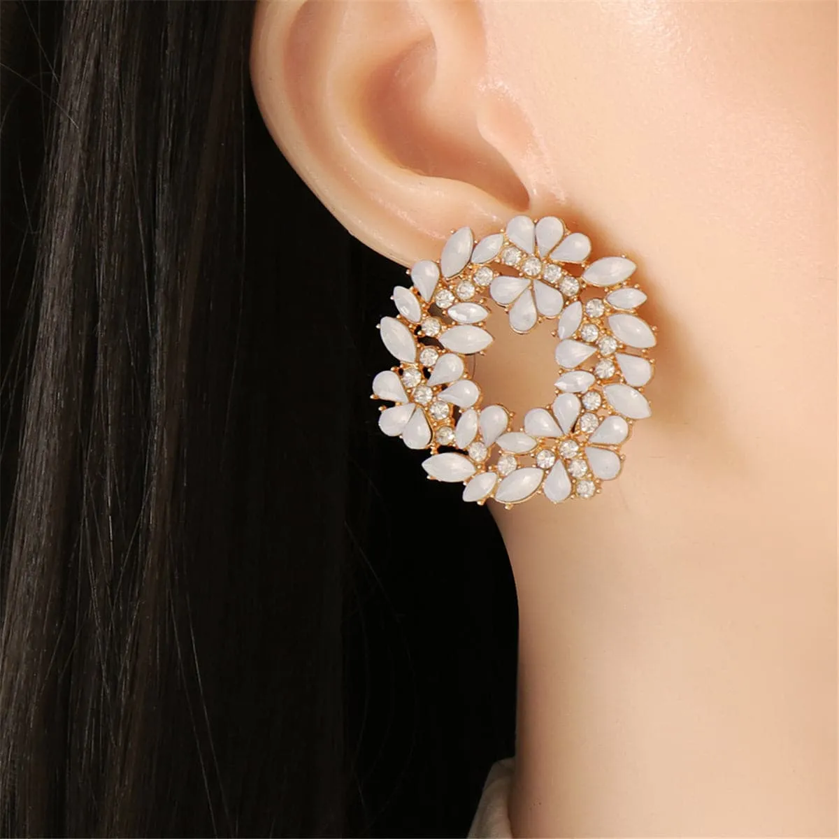 White Crystal & Cubic Zirconia Botany Stud Earrings