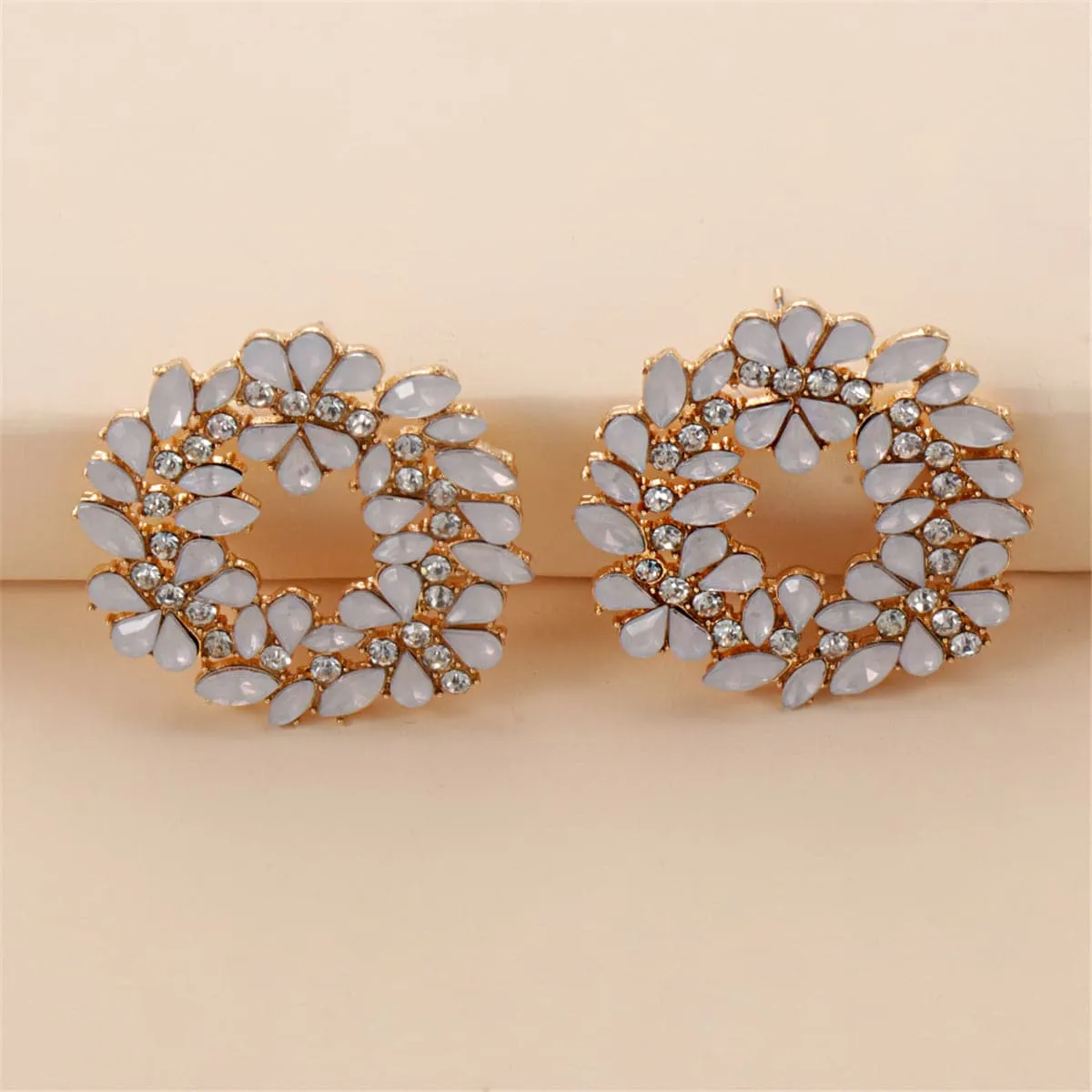 White Crystal & Cubic Zirconia Botany Stud Earrings