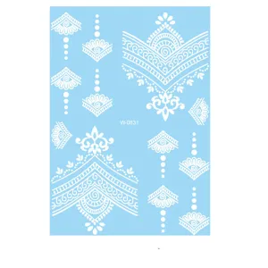 White Lace Floral Fan Temporary Tattoo Set - 5 Pcs