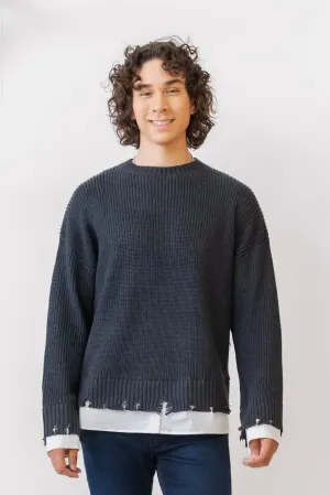 WHITEROOM CACTUS Distressed Poplin Contrast Sweater