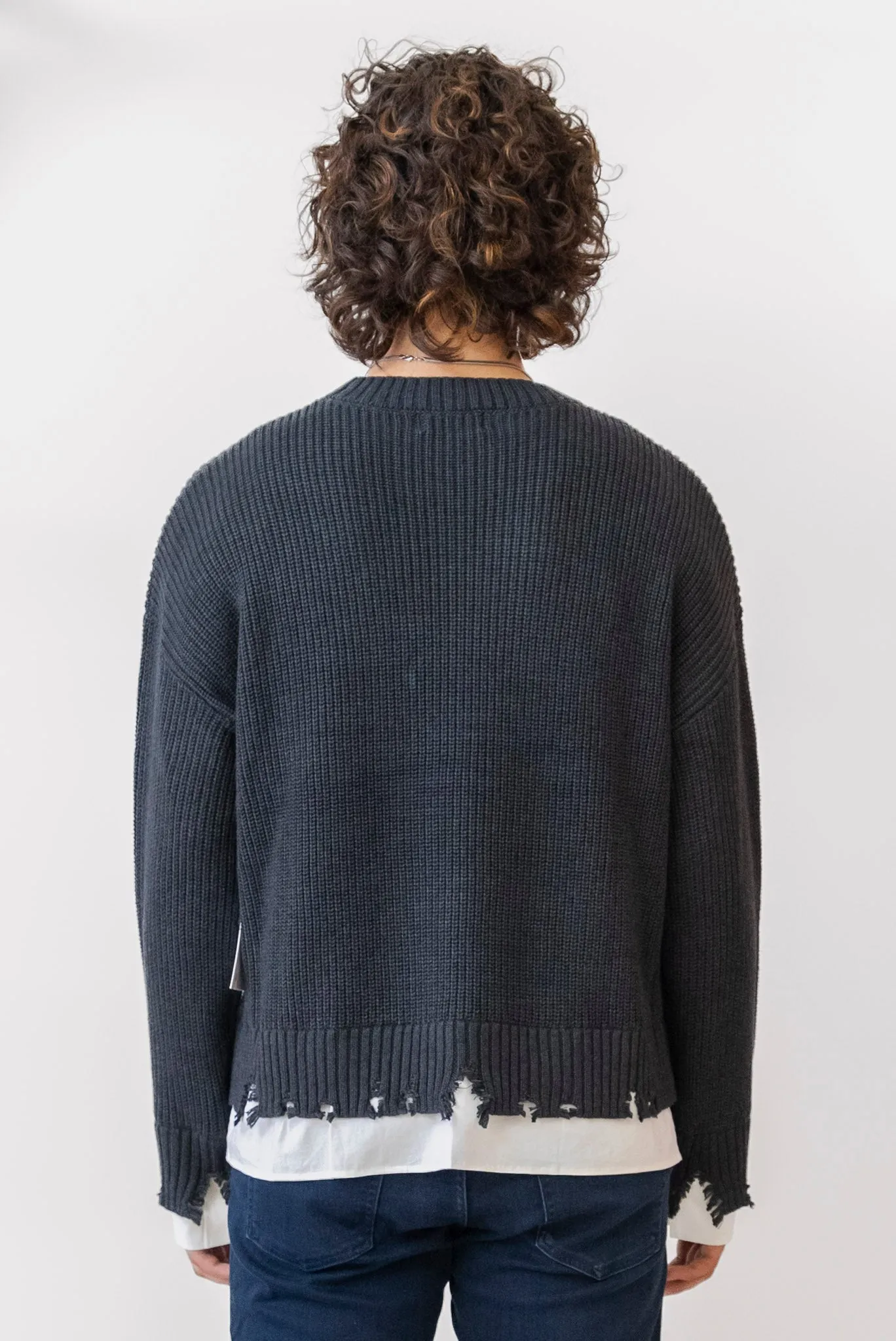 WHITEROOM CACTUS Distressed Poplin Contrast Sweater