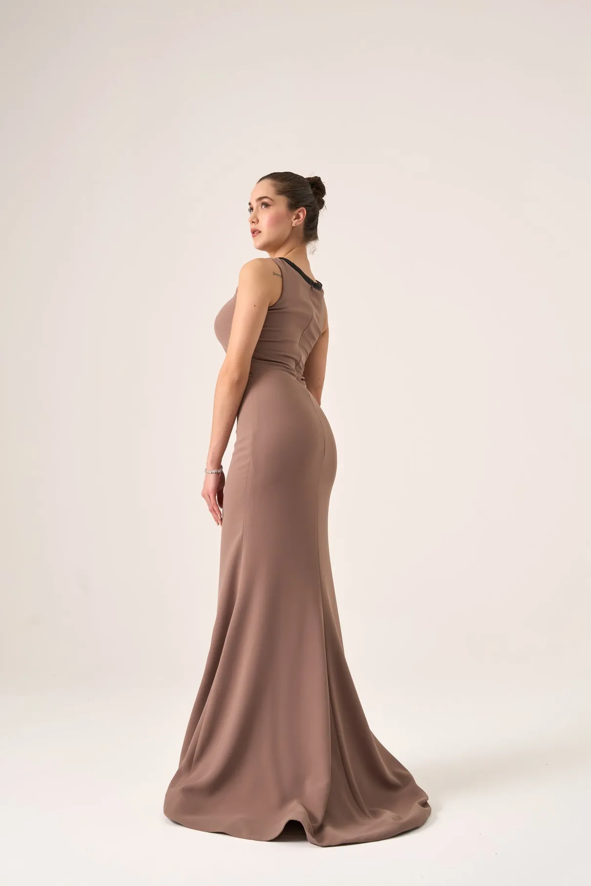 Winslow plunging crepe gown