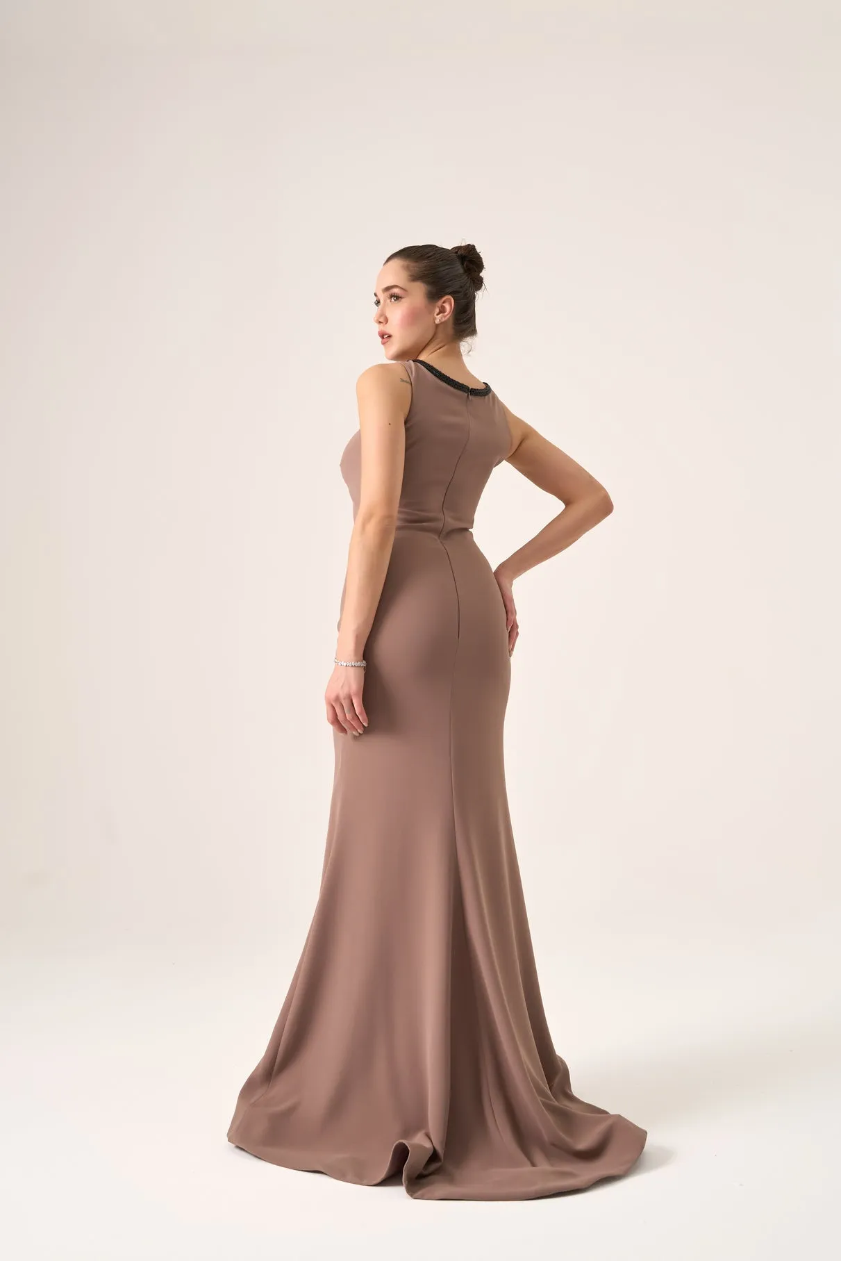 Winslow plunging crepe gown