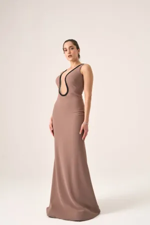 Winslow plunging crepe gown
