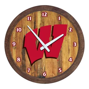 Wisconsin Badgers: "Faux" Barrel Top Wall Clock