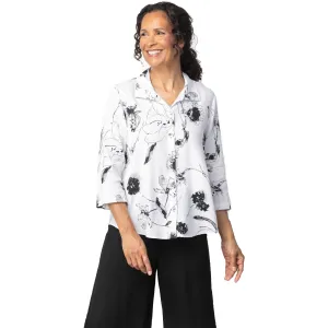 Women's Habitat Retro Vintage Floral Swing Shirt White