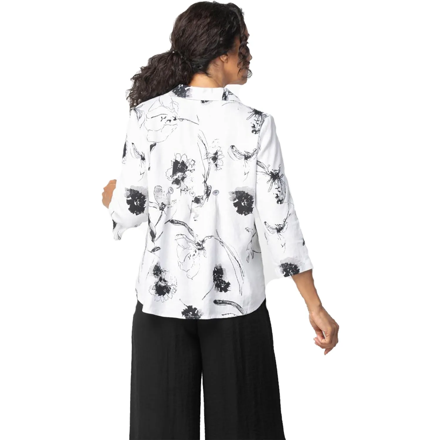Women's Habitat Retro Vintage Floral Swing Shirt White