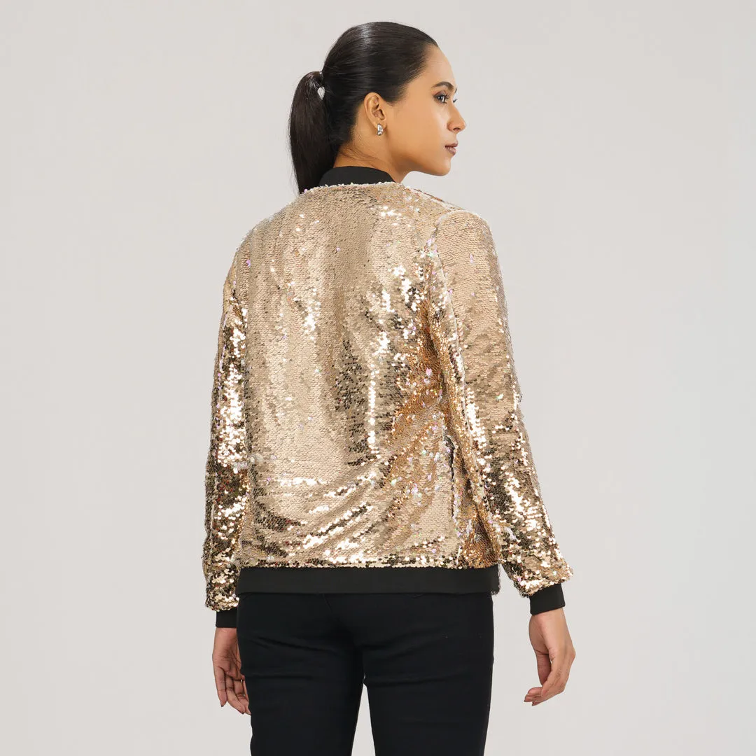 Womens Sequin Bomber