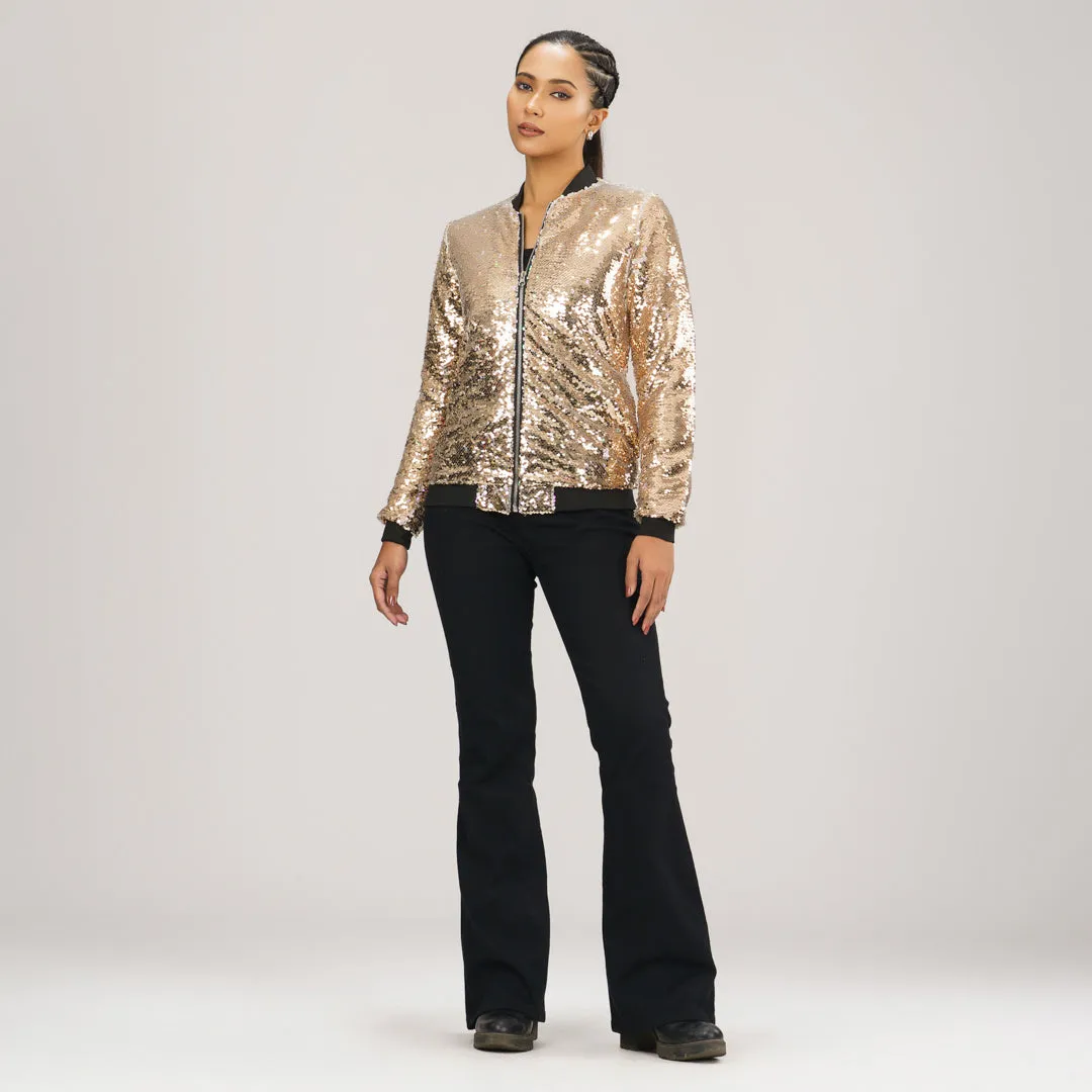 Womens Sequin Bomber