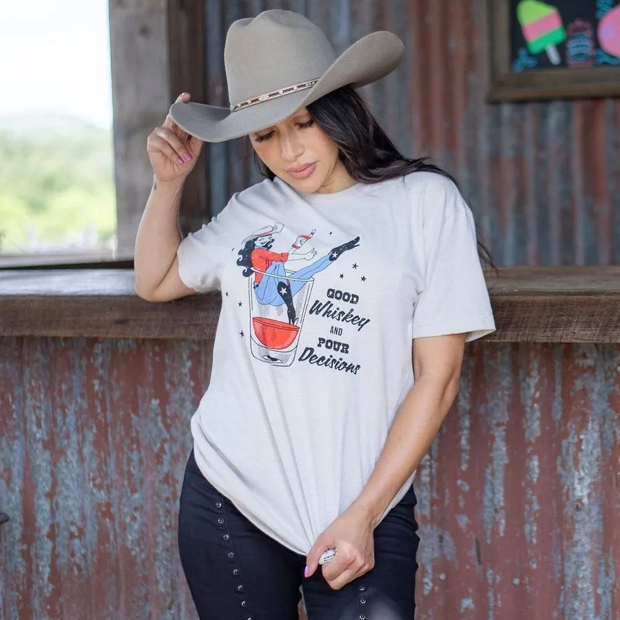 Women's Whiskey Cowgirl Boyfriend Fit T-Shirt - Sand