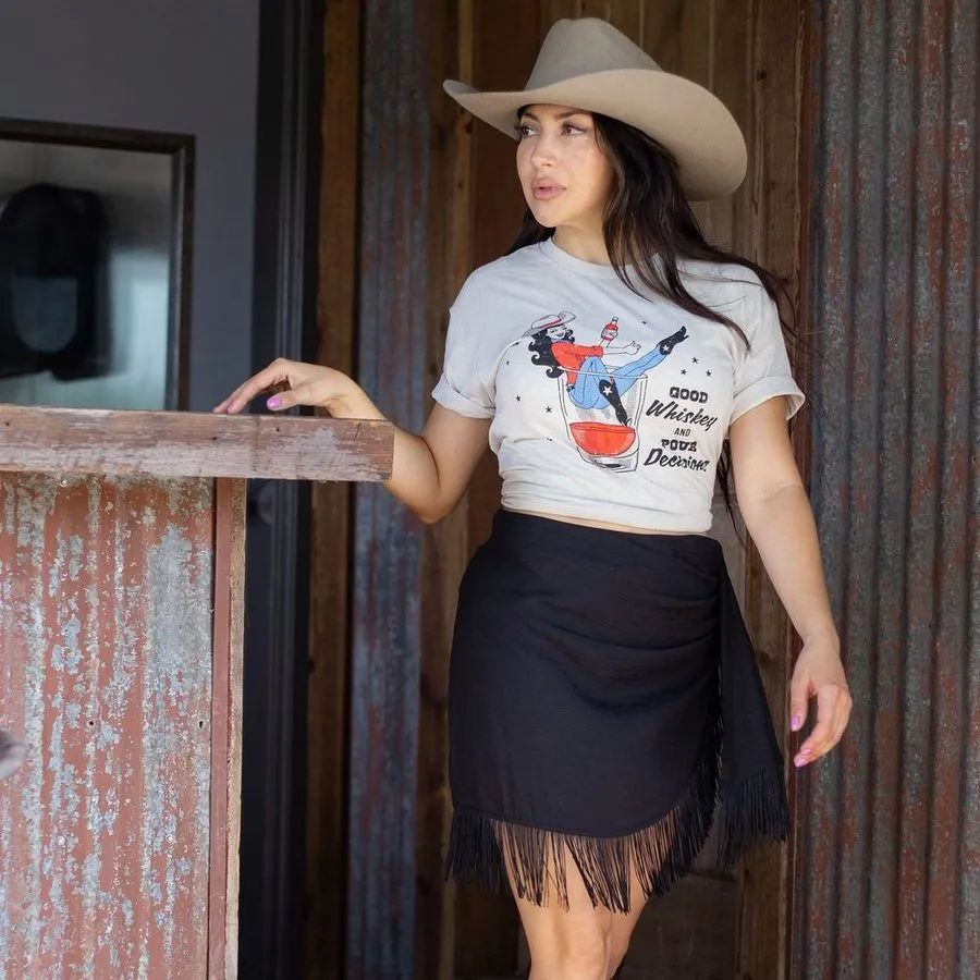 Women's Whiskey Cowgirl Boyfriend Fit T-Shirt - Sand