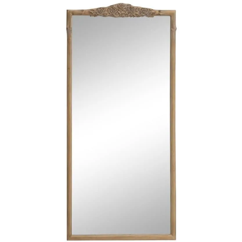 Wooden Full Length Floor Mirror with Rosettes