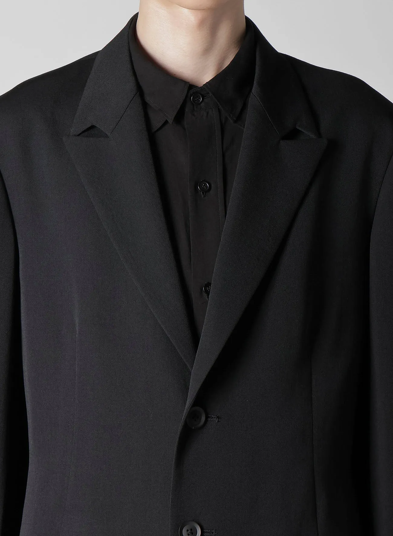 WOOL GABARDINE 3BUTTONS PEAKED JACKET