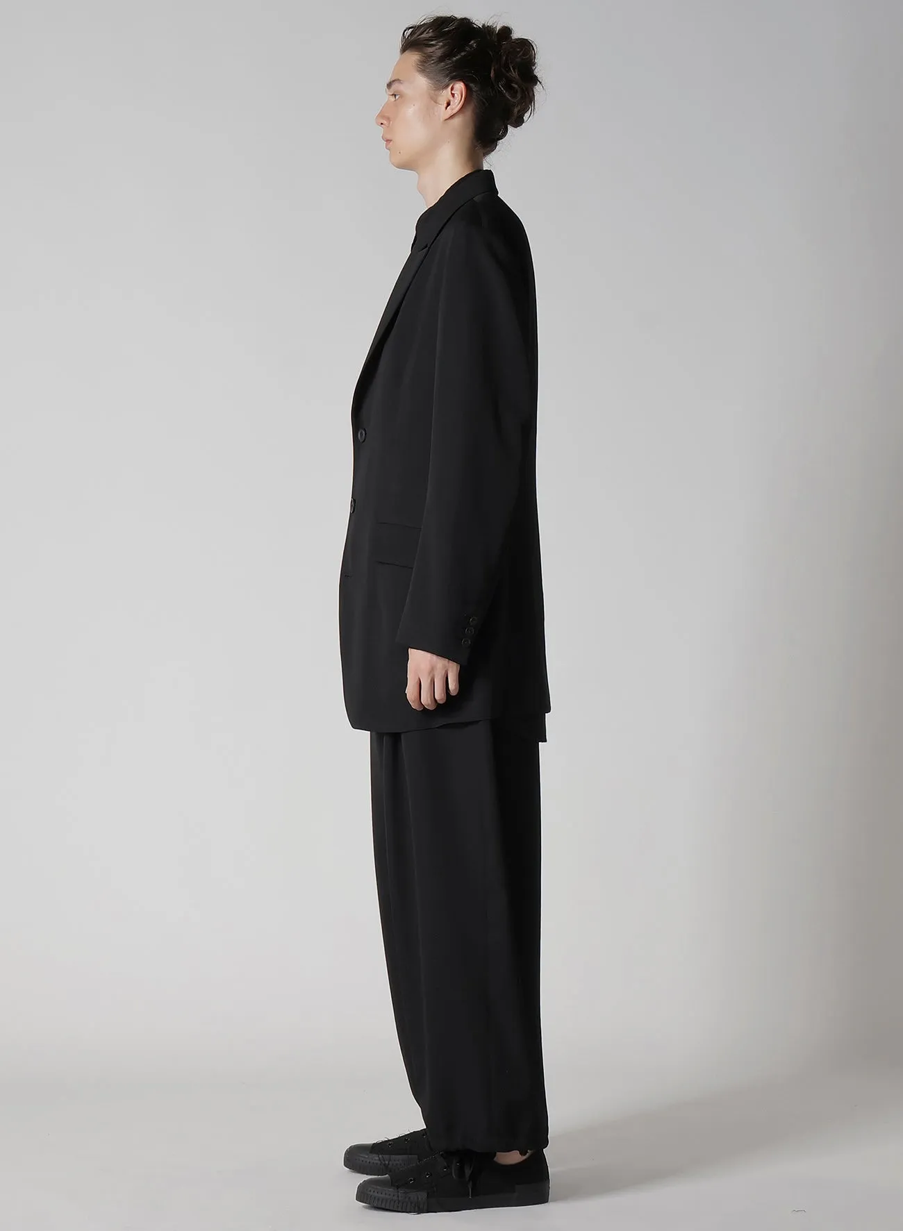 WOOL GABARDINE 3BUTTONS PEAKED JACKET