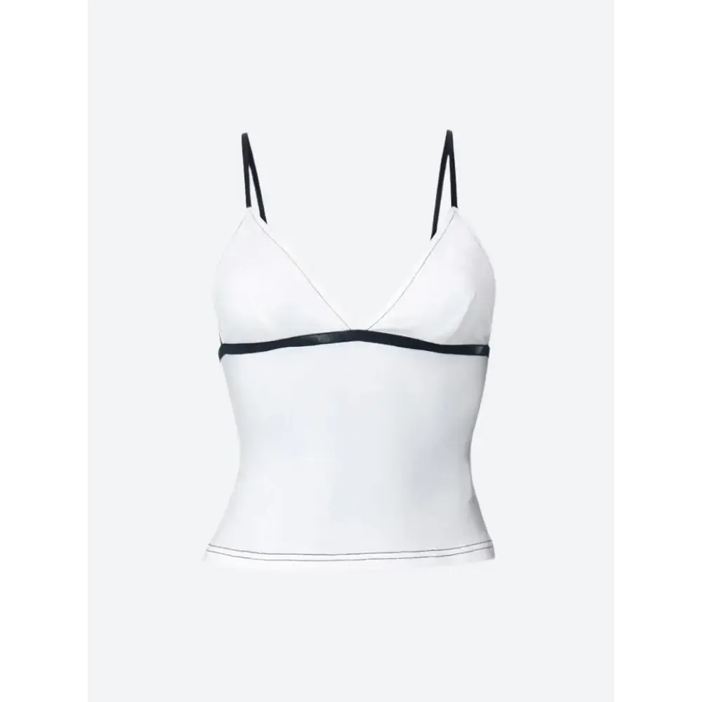 Y2K-Inspired Slim Fit Top with Plunging Neckline and Contrast Detailing