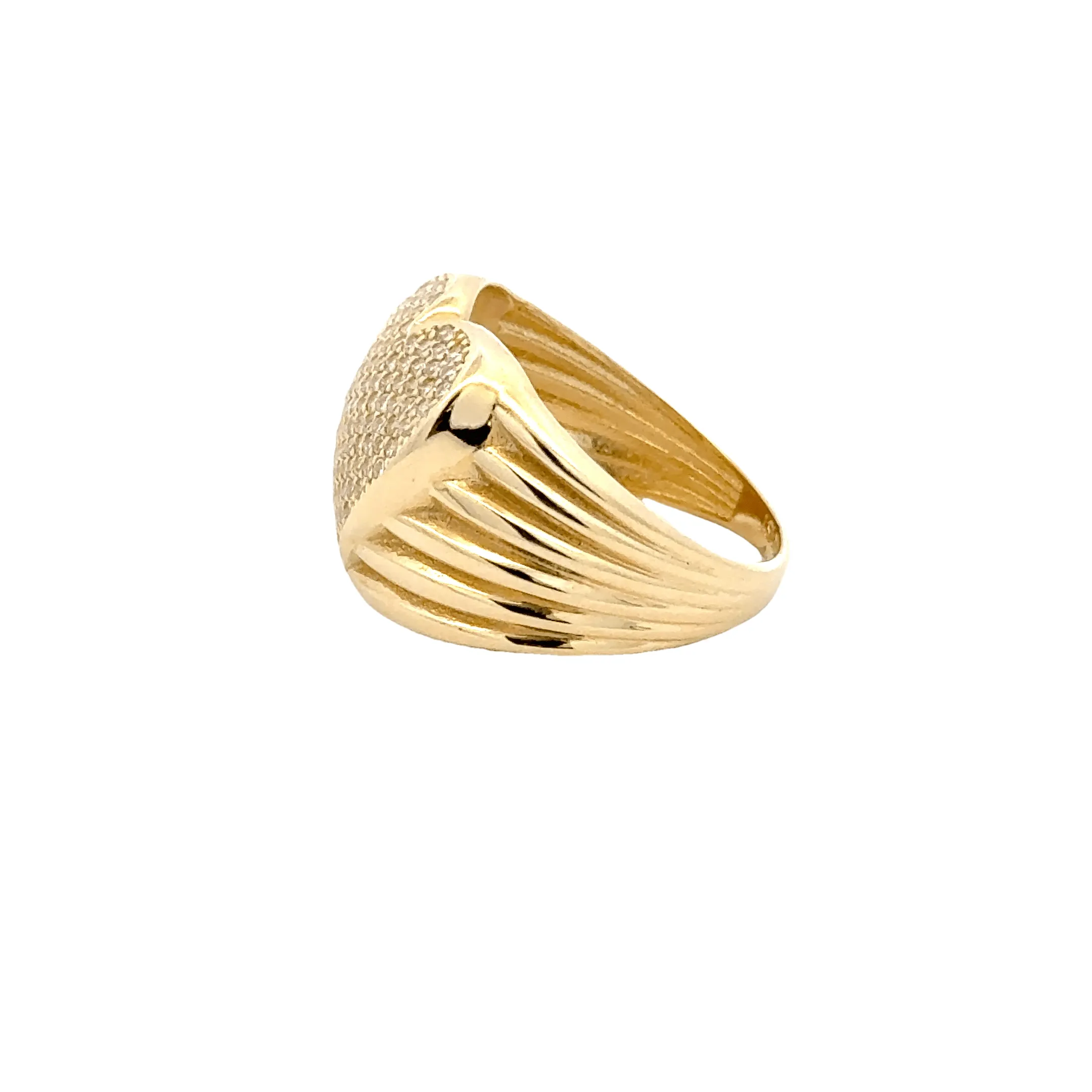Yellow Gold Heart-Shaped Cocktail Ring with Micro-Pavé Setting 14k