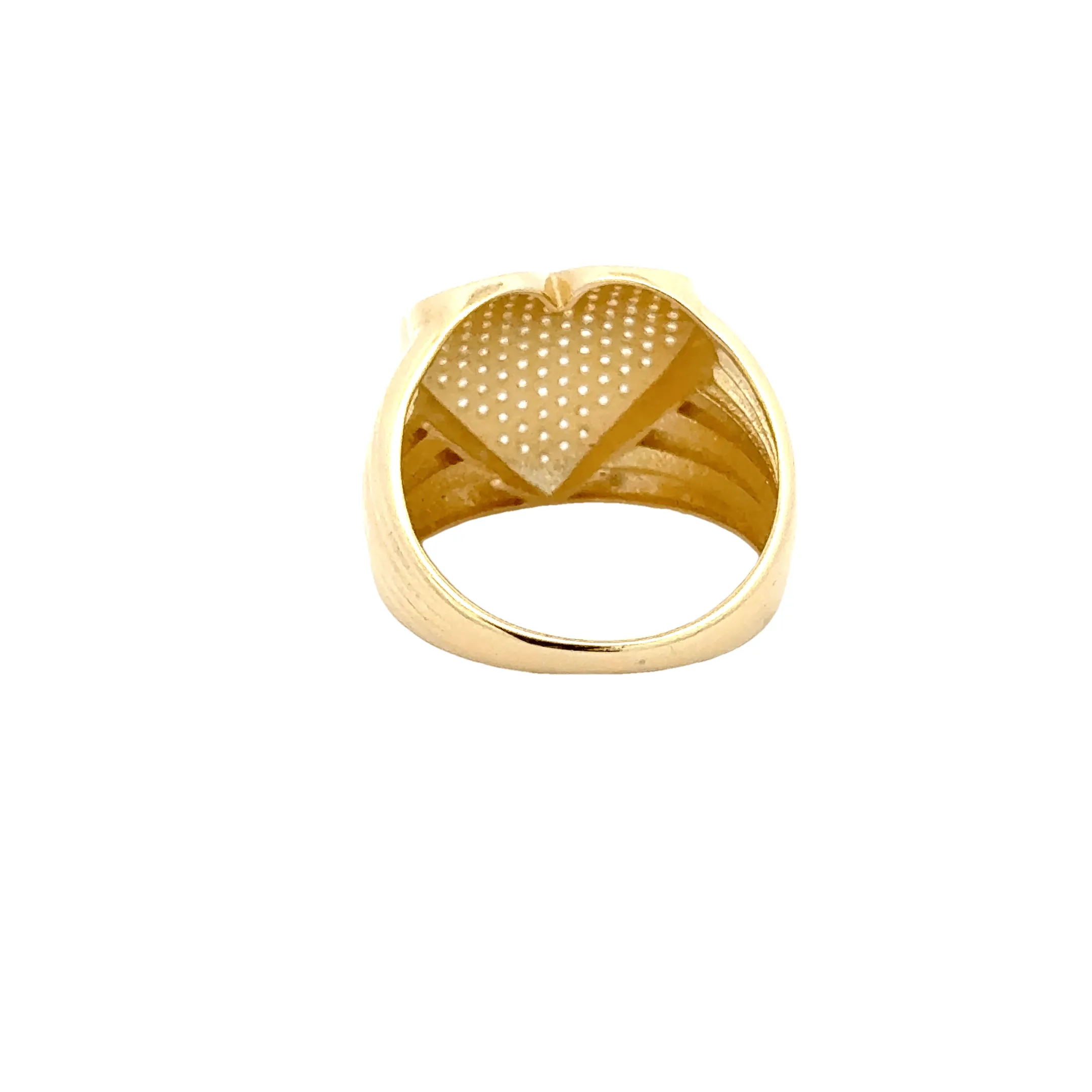 Yellow Gold Heart-Shaped Cocktail Ring with Micro-Pavé Setting 14k