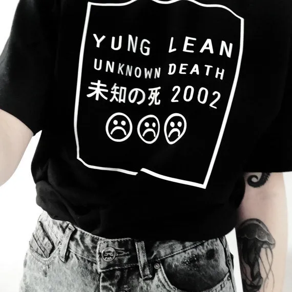 YUNG LEAN UNKNOWN DEATH Graphic T-Shirt Casual High Quality Crewneck Women Hipster Funny Cotton Grunge Aesthetic t shirt Tees