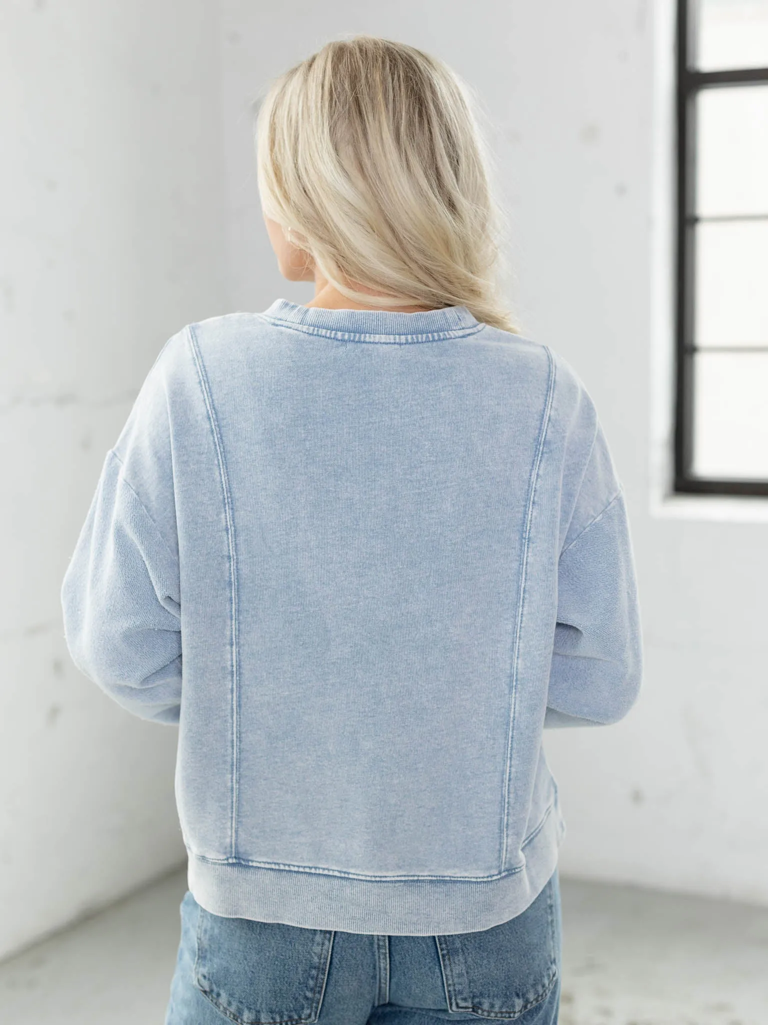 Z Supply Lax Knit Denim Sweatshirt